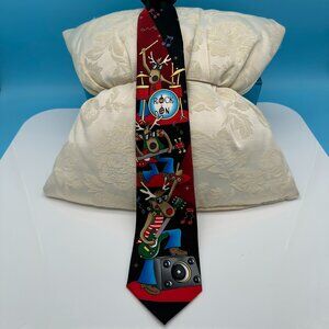 Tie Tales Holiday Christmas Rock On‎ Reindeer Music Band Novelty Tie, 3.5" Wide